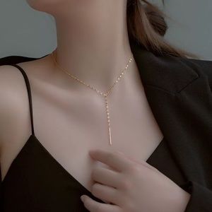 New 18K Gold Vermeil Sterling Silver 925 Lariat Necklace